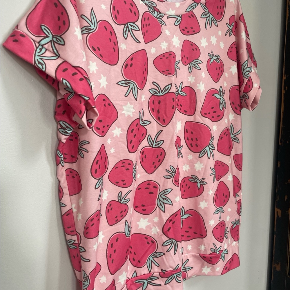 Katydid Pink Strawberry Print Short Sleeve Tee - Picture 3 of 5
